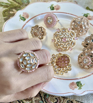 (Daily cute style) pink beads Indian style high-end single open ring