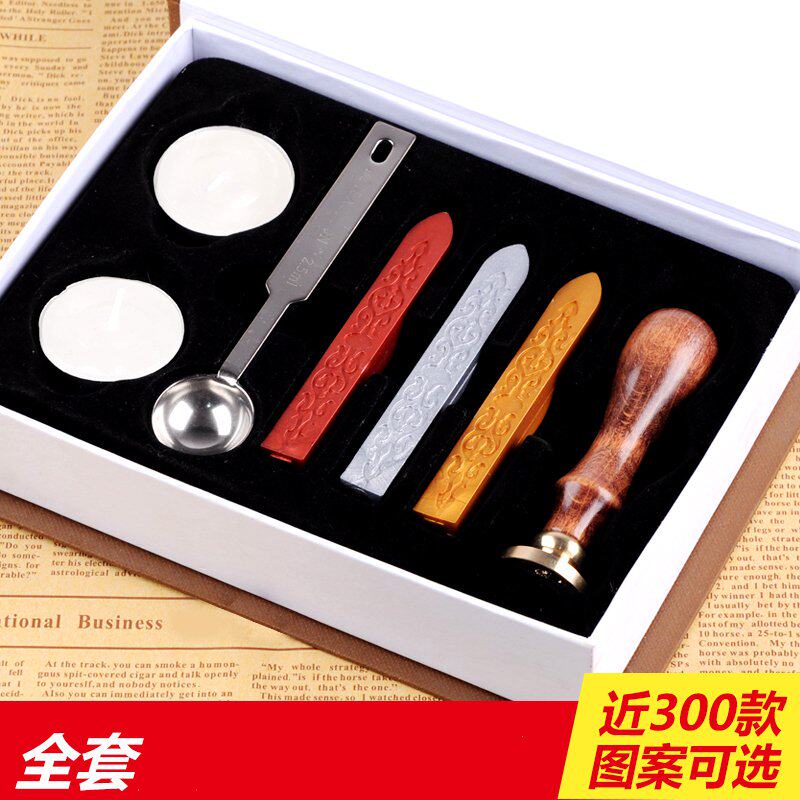 Retro seal blessing pattern set envelope wedding invitation diary seal drop wax fire paint print