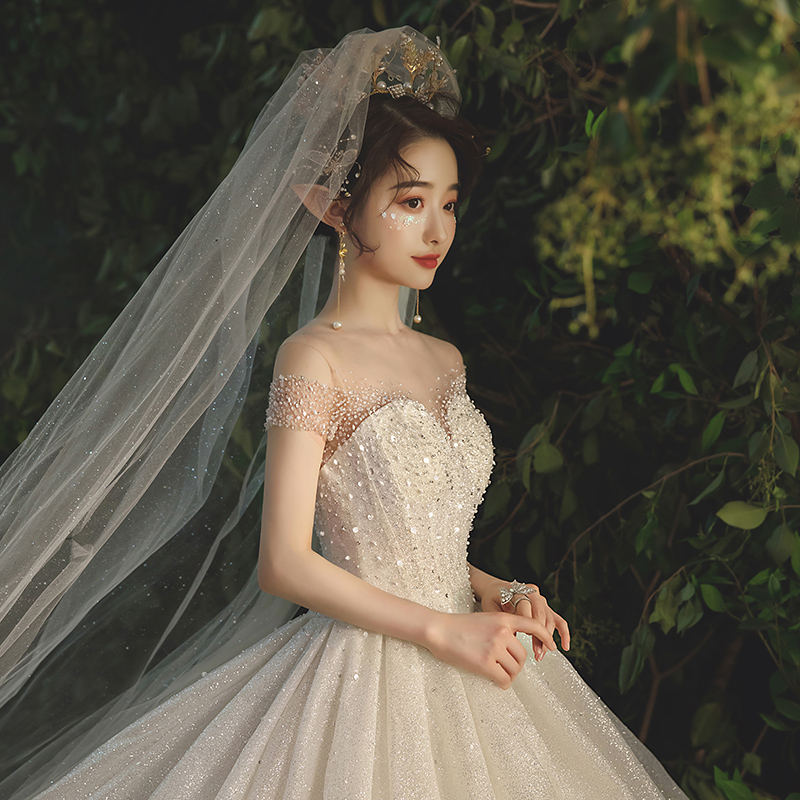 Female wedding dresses Six -year -old shop six colors of color wedding dresses Dragoning Xinghe Main 2023 new temperament size, the bride princess, princess court summer one shoulder Female wedding dresses Six -year -old shop six colors of color wedding dresses Dragoning Xinghe Main 2023 new temperament size, the bride princess, princess court summer one shoulder