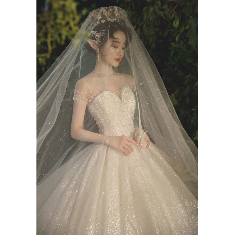 Female wedding dresses Six -year -old shop six colors of color wedding dresses Dragoning Xinghe Main 2023 new temperament size, the bride princess, princess court summer one shoulder Female wedding dresses Six -year -old shop six colors of color wedding dresses Dragoning Xinghe Main 2023 new temperament size, the bride princess, princess court summer one shoulder