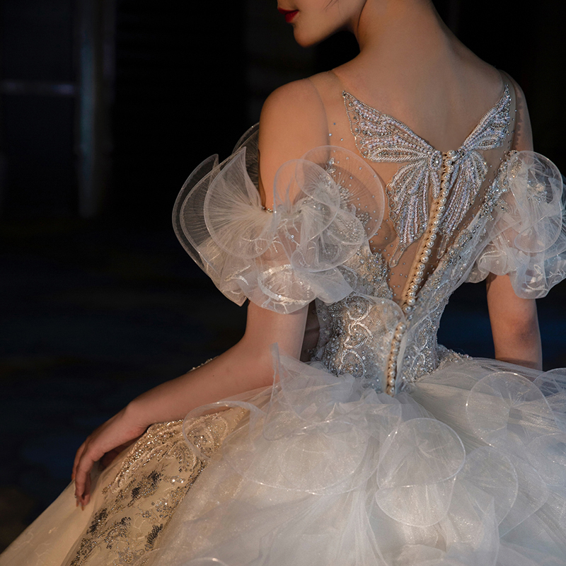 Shop back to Qian Ruier Wedding Main Type 2021 new bride, a shoulder -to -tail, tail summer Korean retro court wind high -end Shop back to Qian Ruier Wedding Main Type 2021 new bride, a shoulder -to -tail, tail summer Korean retro court wind high -end