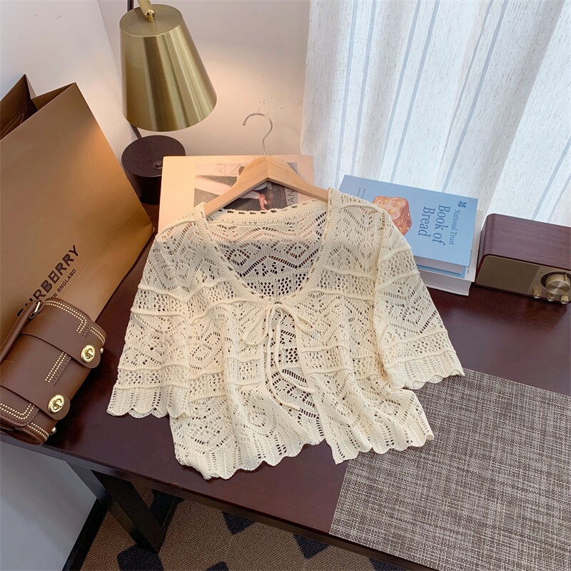 Plus Size Women's Clothing, Summer High-End Style, Crochet Hollow-Out Knit Top, Sun Protection Shawl Cardigan for Outerwear Plus Size Women's Clothing, Summer High-End Style, Crochet Hollow-Out Knit Top, Sun Protection Shawl Cardigan for Outerwear