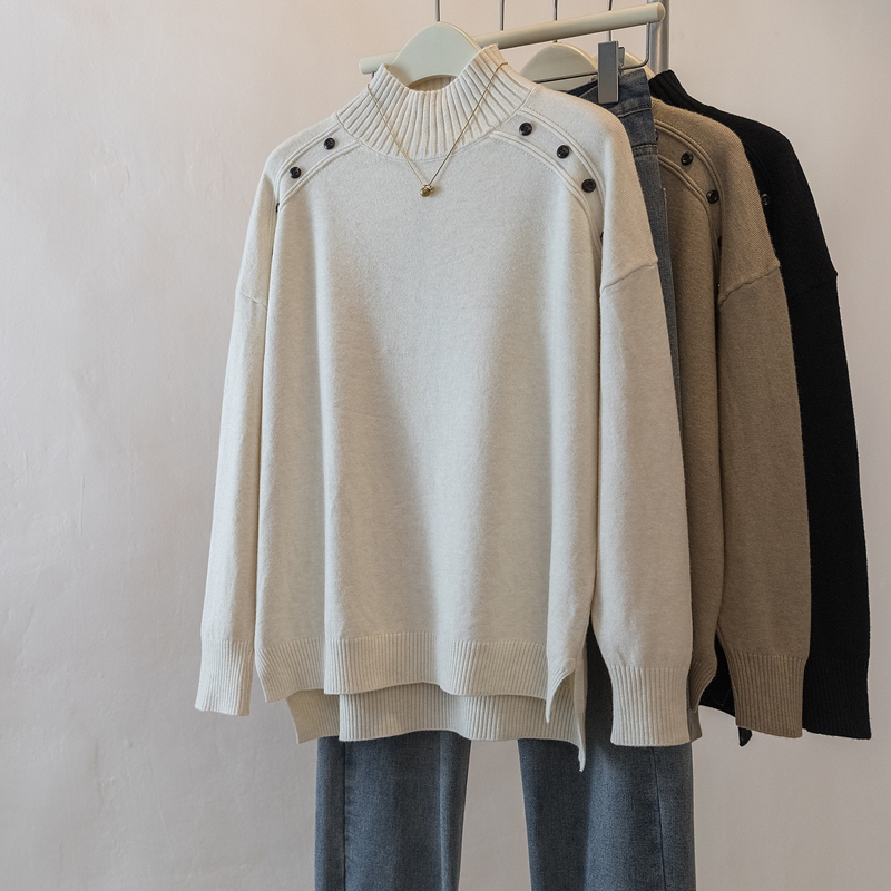 2026 Autumn/Winter New Half-Turtleneck Sweater for Plus Size Women, Loose Fit, Slimming, Thick Knit Top 2026 Autumn/Winter New Half-Turtleneck Sweater for Plus Size Women, Loose Fit, Slimming, Thick Knit Top