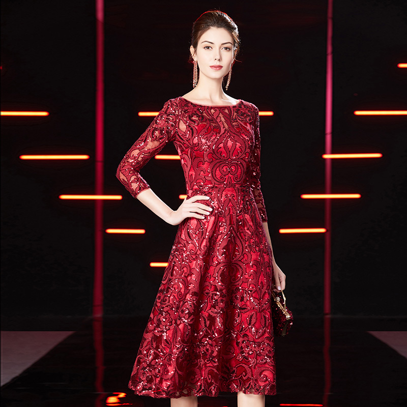Hostess Dress Wedding Engagement Mother-In-Law Wedding Banquet Evening Dress Noble Thank-You Banquet Small Dress Dress for Women Hostess Dress Wedding Engagement Mother-In-Law Wedding Banquet Evening Dress Noble Thank-You Banquet Small Dress Dress for Women