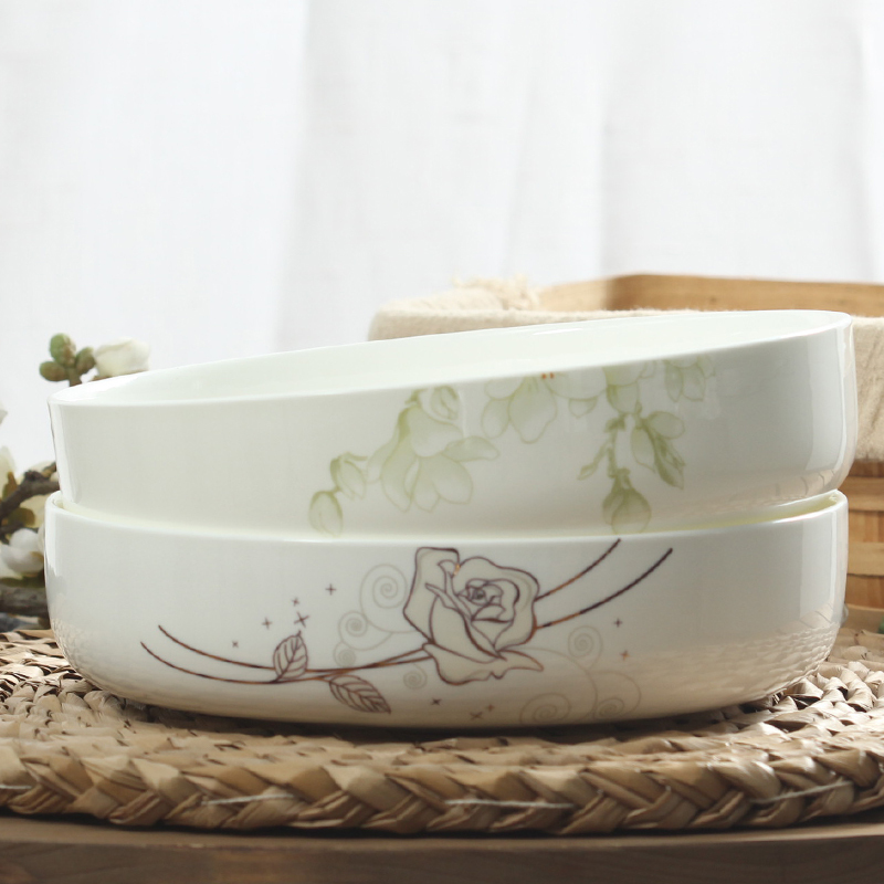 Extra Deep Ceramic Plate, Household Egg Steaming Bowl, Bone China Salad Plate, Microwave-Safe Large Dinnerware Set Extra Deep Ceramic Plate, Household Egg Steaming Bowl, Bone China Salad Plate, Microwave-Safe Large Dinnerware Set