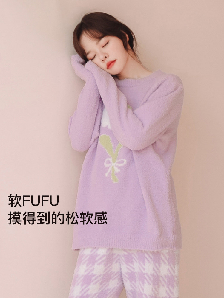 Half-Velvet Postpartum Clothing, Winter Postpartum Maternity Nursing Pajamas, Autumn and Winter Style, Fleece-Lined and Thickened Maternity Nursing Home Clothes