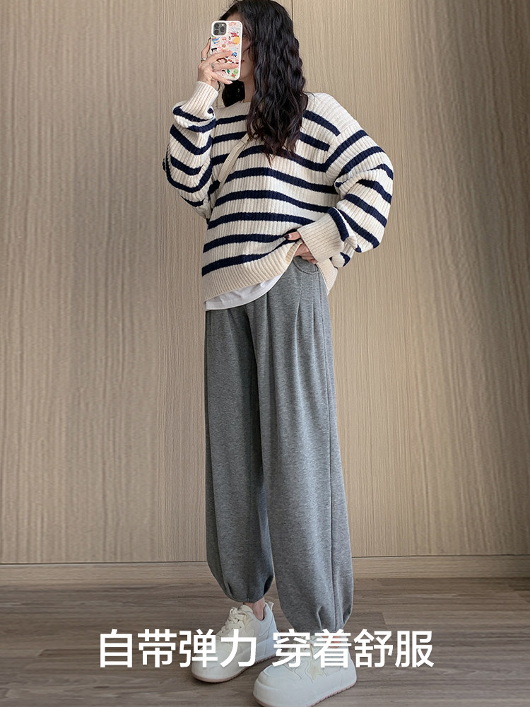 Maternity Pants for Autumn and Winter, Fleece-Lined and Thickened, Suitable for Wearing Outside, Casual Jogger Pants for Winter Pregnancy, Non-Constricting on the Belly, Cuffed Sweatpants