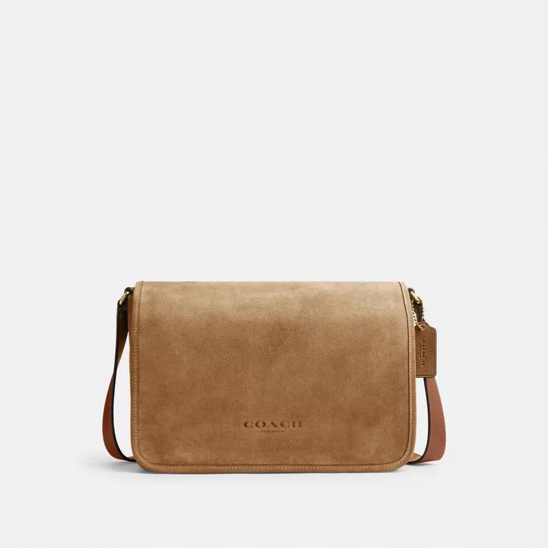 Overseas Purchasing Coach/Coach Men's Bag with Magnetic Closure, Flip Cover, and Suede Surface