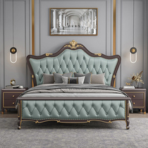 American light luxury bed solid wood 1 8m double bedroom modern double bed is about 1 5 m high - box storage bed