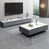 Ideolar minimalist rock plate TV cabinet tea table combination modern minimalist living-room light lavish small family type full solid wood floor cabinet