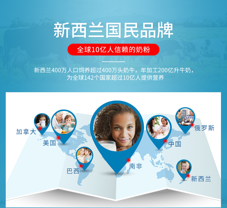 新西兰进口 Anchor 安佳 成人全脂/脱脂高钙奶粉 900g 图2