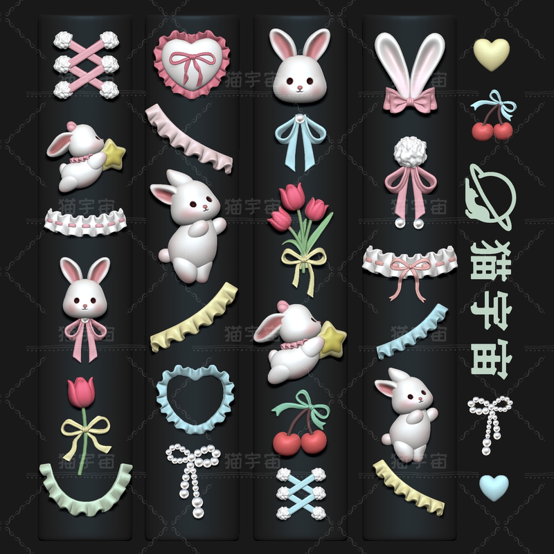 Lace Bow Bunny Cute Nail Art Mold