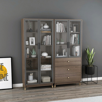 Simple Nordic light luxury glass door bookcase Modern minimalist bookcase Free combination locker Study Floor-to-ceiling bookcase