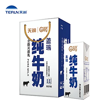 terun天润新疆盖瑞纯牛奶200g*18盒