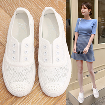 Lazy fishermans shoes women summer sandals a pedal lace flat small white shoes mesh breathable mesh gauze womens shoes 2021 autumn