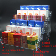 Một mảnh kệ thuốc lá hút thuốc đẩy trong suốt cửa hàng tiện lợi hiển thị tủ mỹ phẩm thuốc lá trưng bày đứng đồ uống