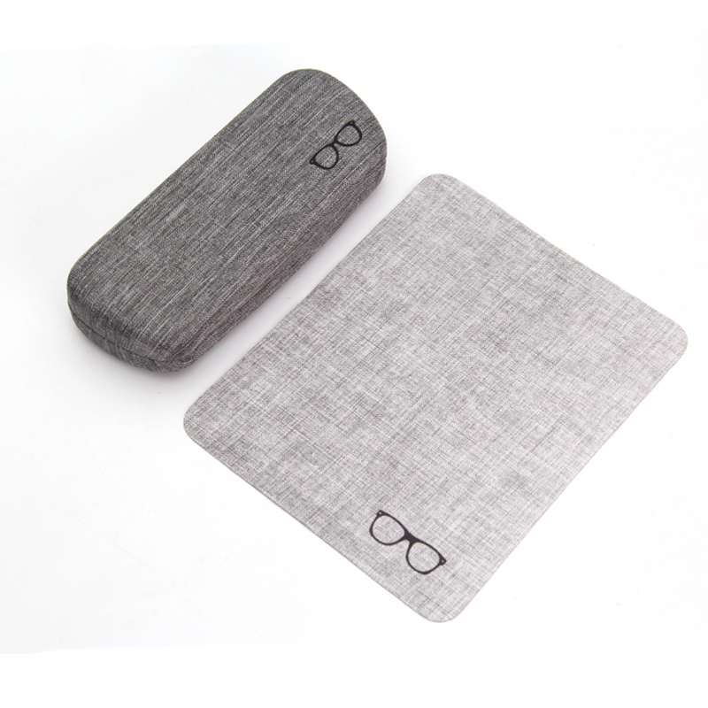 Square Gray 2-Piece Set [Detergent + Mirror Cloth]glasses case male ins girl portable Anti pressure Compression Ultra light Simplicity Retro literature student myopia