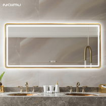 Smart mirror wall-mounted bathroom mirror wall bathroom mirror with light luminous anti-fog frame wash mirror touch screen