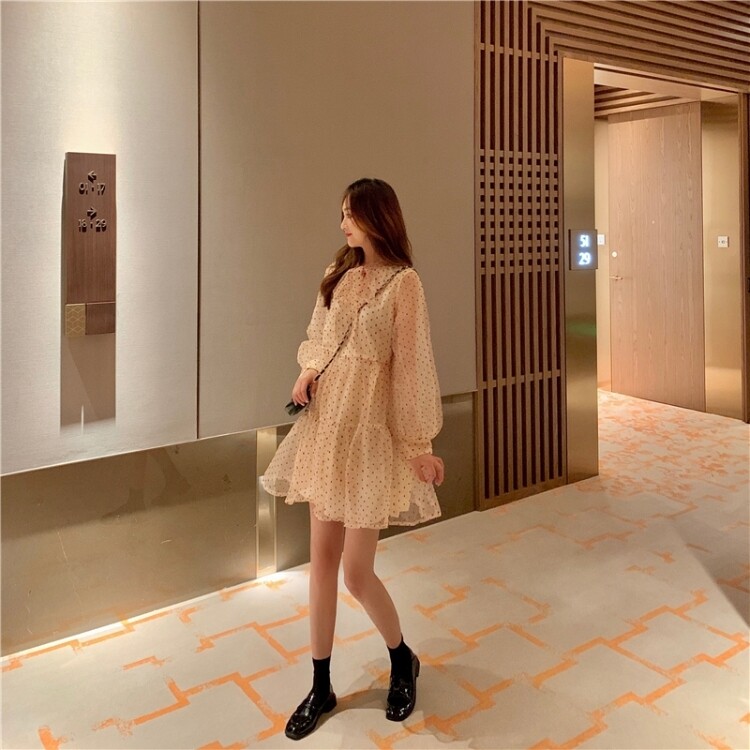 2020 new popular Korean version of the large size women's clothing Western school loose fairy mode to wear legs thick girl dress
