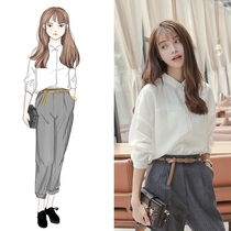 2020 autumn and winter popular womens new winter Imperial sister suit light mature wind temperament legs thin pants two-piece set