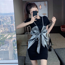 2021 new Korean version design feeling small Korean group chic trend fashion fake two sets style even dress spring summer