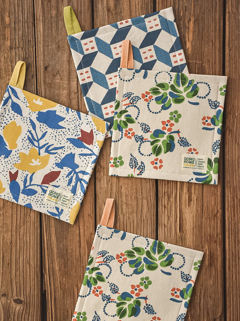 Pastoral retro style cotton linen dining table anti-scalding dining tray mat home kitchen table insulation mat large pot mat