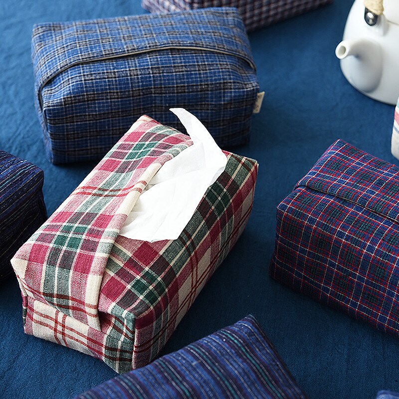 Cotton old coarse cloth paper towel bag fabric car living room bedroom household tissue draw box Nordic creative paper towel set