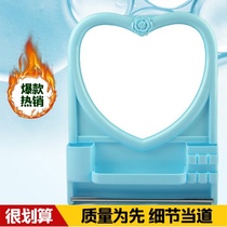 Home Net red rectangular wall mirror dual use simple personality peach heart simple female vanity mirror wall hanging with shelf