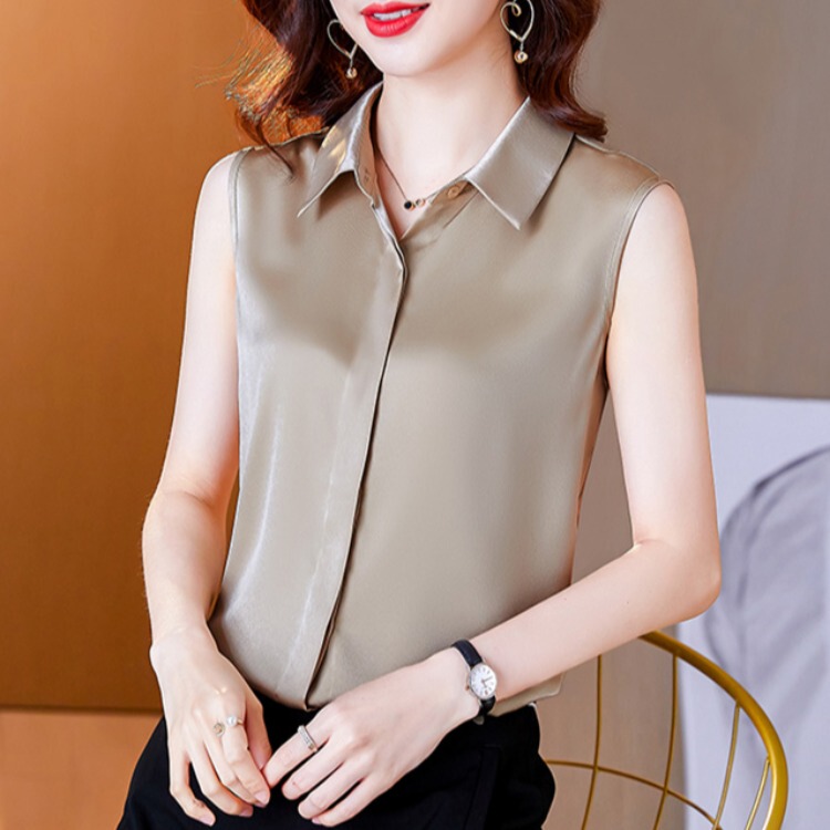Sleeveless Shirt for Women, Summer Thin Fashion Professional Shirt, Loose Fit, Suitable for Spring and Autumn, Stylish New High-End Top