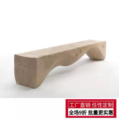 Homestay retro log bench exhibition hall solid wood long chair shoe stool creative TV cabinet leisure wave chair