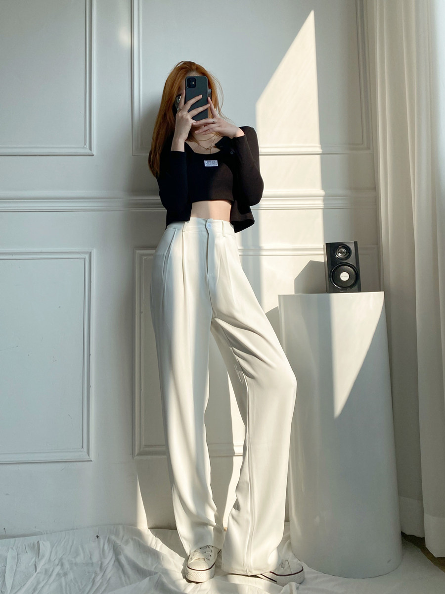 170 Lengthened White Suit Broadlegged Pants Woman 175 High Tall Waist Display Slim Pendant Sensation Extra-long Casual Pants Woman Summer