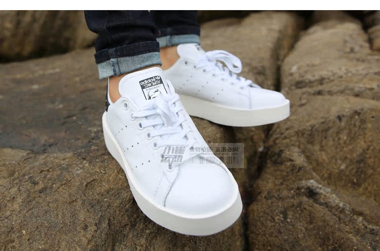 Xiao Cui Sports Adidas Cỏ ba lá Stan Smith Dày Blacktail Tăng giày thông thường BA7771 - Dép / giày thường giày thể thao nữ đẹp