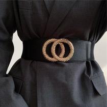 New Wide Waistlands for the Coat Women Black Elastic Cummerbuns