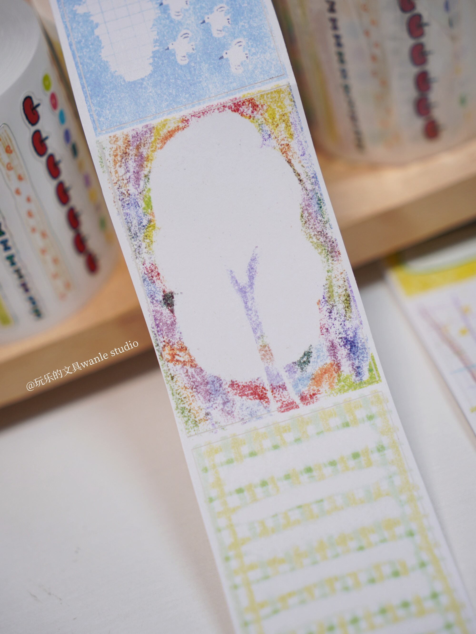 虹色ふせん風マスキングテープ 書き込み可能なフィルム素材 6m巻 wanle