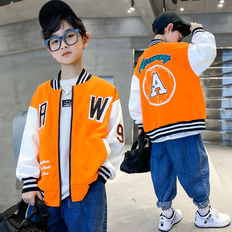 Children's spring autumn jacket 2022 new boy spring baseball clothes boy fried street jacket CUHK boy-laced jersey damp