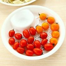 Dumpling plate Drain double-layer plate with vinegar plate Household round plastic large dinner plate for dumpling tray