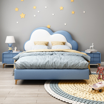 Yunduo bed childrens bed boy single bed 1 5 meters 1 meter 35 childrens room custom size teenager leather bed