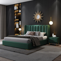 Modern light luxury leather bed 1 8 m leather bed 1 5 modern minimalist bed Italian leather bed double bed master bedroom wedding bed