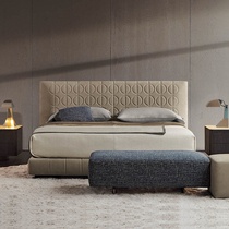 Light Extravagant Bed Genuine Leather Bed SILENT WIND SOFT BED SMALL HOUSEHOLD TYPE NORDIC DOUBLE 1 8 m BED MINIMALIST MODERN MAIN SLEEPER WEDDING BED