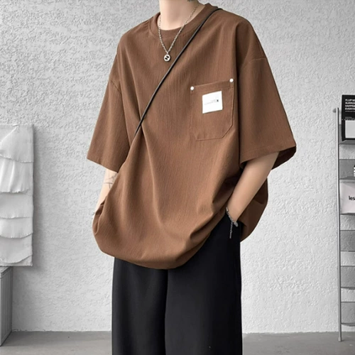 Цветная шелковая тонкая футболка с коротким рукавом, премиум класс, оверсайз, свободный крой