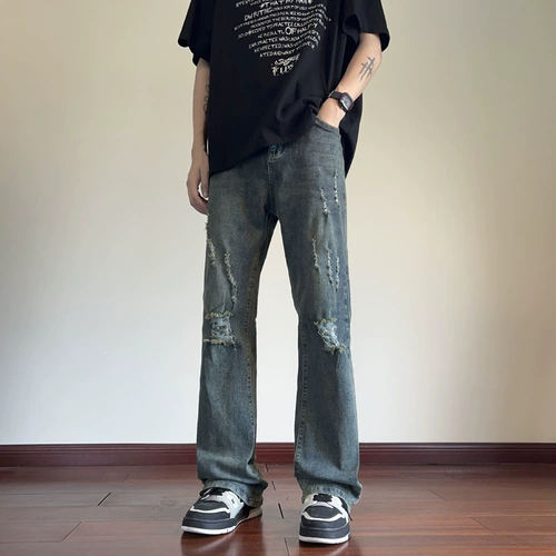 Летние ретро джинсы, штаны, в американском стиле, свободный прямой крой