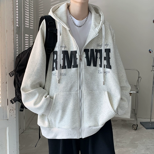 Толстовка, кардиган с капюшоном, демисезонная куртка, оверсайз, в американском стиле