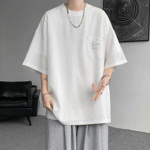 Цветная шелковая тонкая футболка с коротким рукавом, премиум класс, оверсайз, свободный крой