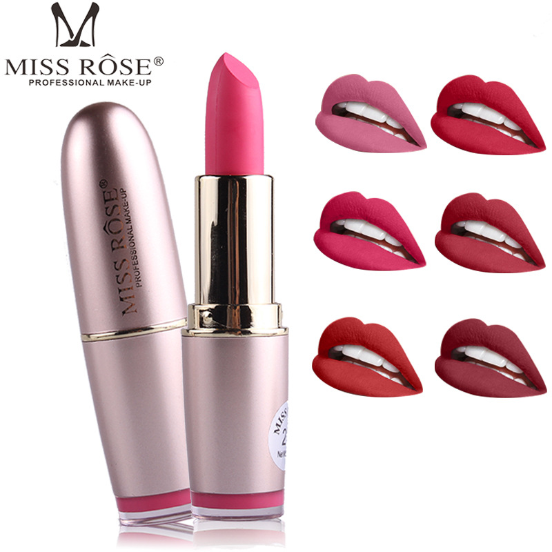 MISS ROSE Lipstick Matte Gold Tube Primer Lipstick Long Lasting Lip Maquillaje