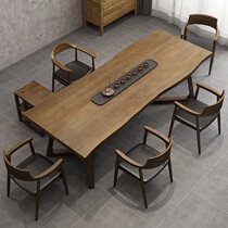 New Chinese tea table and chair combination 2022 new office solid wood bubble tea table is simple modern living room household tea table