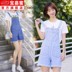 Denim dây đeo thắt lưng quần quần short nữ 2020 mùa xuân / mùa hè mới sling quần loose-fitting quần short rộng chân tóc viền tuổi teen. 