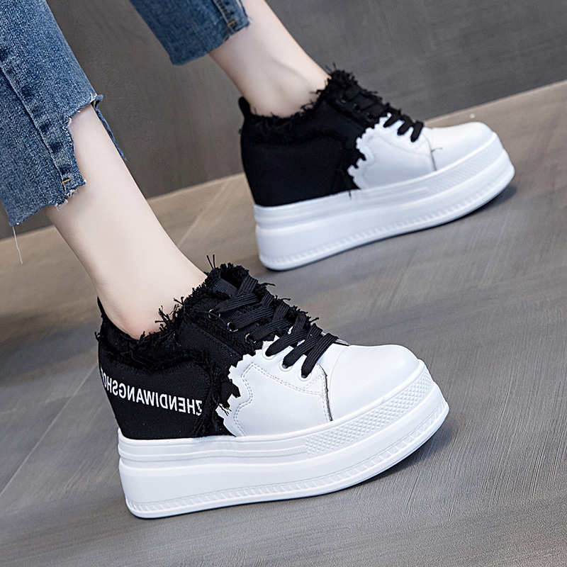 Inner heightening small white shoes women's 2021 new spring and summer canvas shoes all-match breathable sponge cake thick-soled casual shoes