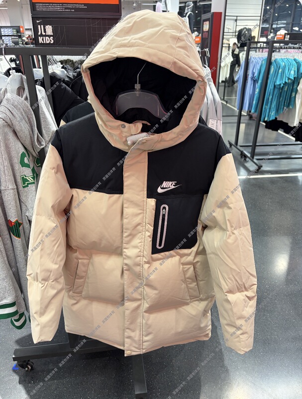 Nike Nike 90 Duck down Warm Casual Hooded Zipper Kidsren's Mid-Length down Jacket Io6150-126 Nike Nike 90 Duck down Warm Casual Hooded Zipper Kidsren's Mid-Length down Jacket Io6150-126