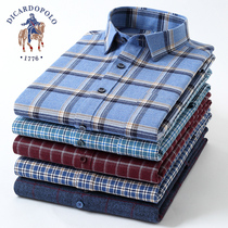 Paul cotton plaid shirt male long sleeve autumn middle-aged father dress loose cotton father grinding shirt