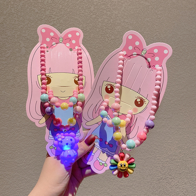 儿童发光项链女童珍珠卡通首饰配饰品小女孩可爱手链公主挂脖套装